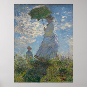 Kvinnor med parasol - Madame Monet och Hennes son Poster