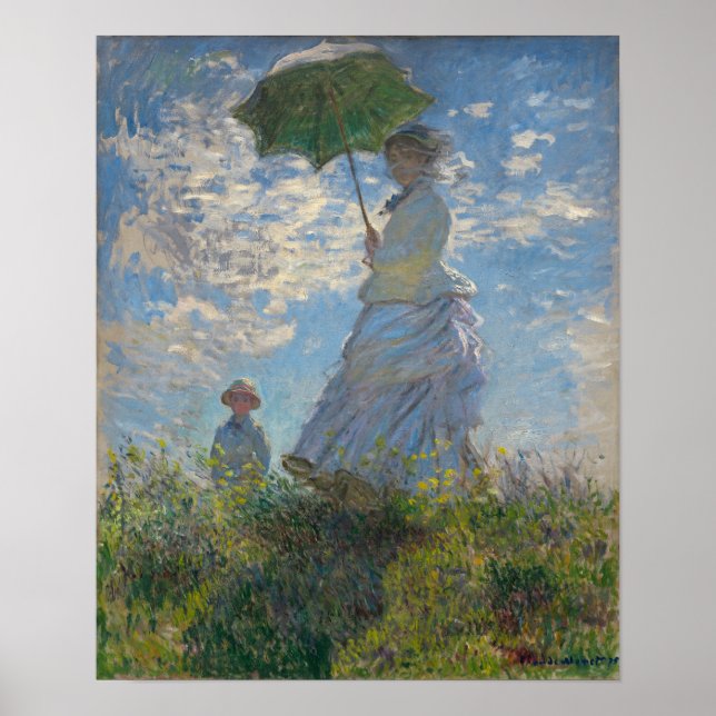 Kvinnor med parasol - Madame Monet och Hennes son Poster (Framsidan)