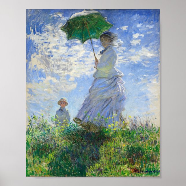 Kvinnor med parasol, madame Monet och hennes son Poster (Framsidan)