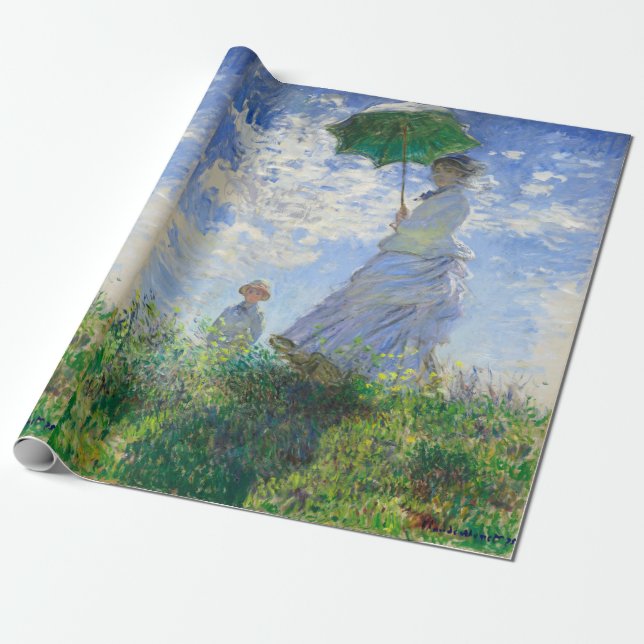 Kvinnor med parasol, madame Monet och hennes son Presentpapper (Utrullad)