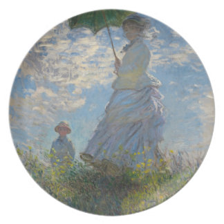 Kvinnor med parasol - Madame Monet och Hennes son Tallrik
