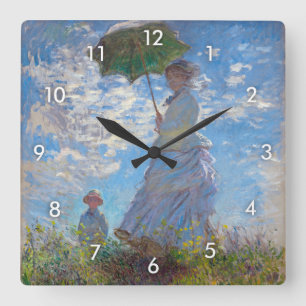 Kvinnor med parasol, Monet Fyrkantig Klocka