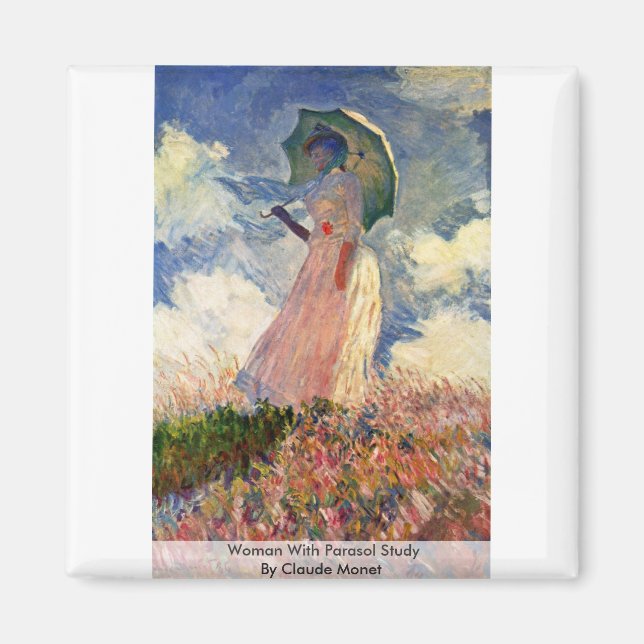 Kvinnor med parasol- studie av Claude Monet Magnet (Framsidan)