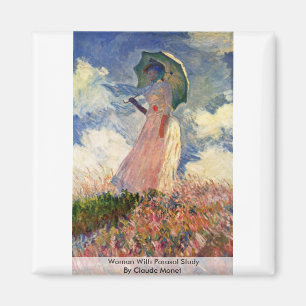 Kvinnor med parasolstudie av Claude Monet Magnet