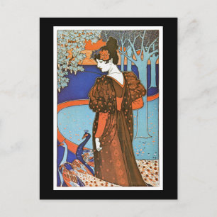 Kvinnor med Peacocks - Louis Rhead Vykort