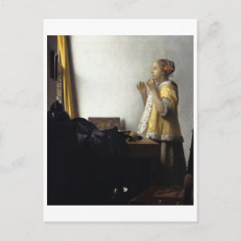 Kvinnor med Pearl Necklace av Johannes Vermeer Vykort