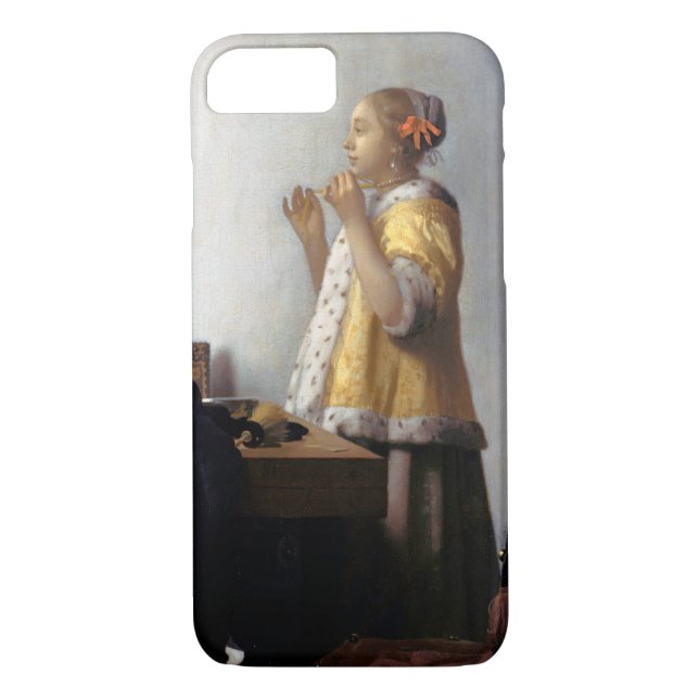 Kvinnor med Pearl Necklace, Johannes Vermeer Case-Mate iPhone Skal (Baksida)