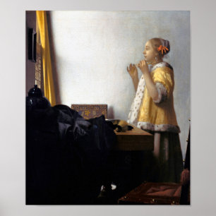 Kvinnor med Pearl Necklace, Johannes Vermeer Poster