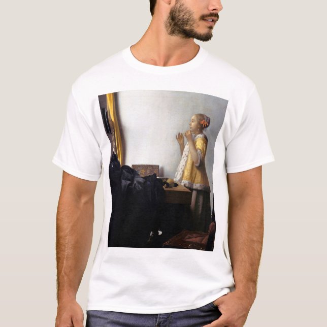 Kvinnor med Pearl Necklace, Johannes Vermeer T Shirt (Framsida)