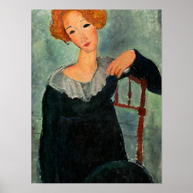Kvinnor med Red Hair 1917 av Amedeo Modigliani Poster (Framsidan)