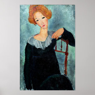 Kvinnor med Red Hair-målning av Amedeo Modigliani Poster