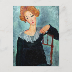 Kvinnor med Red Hair-målning av Amedeo Modigliani Vykort
