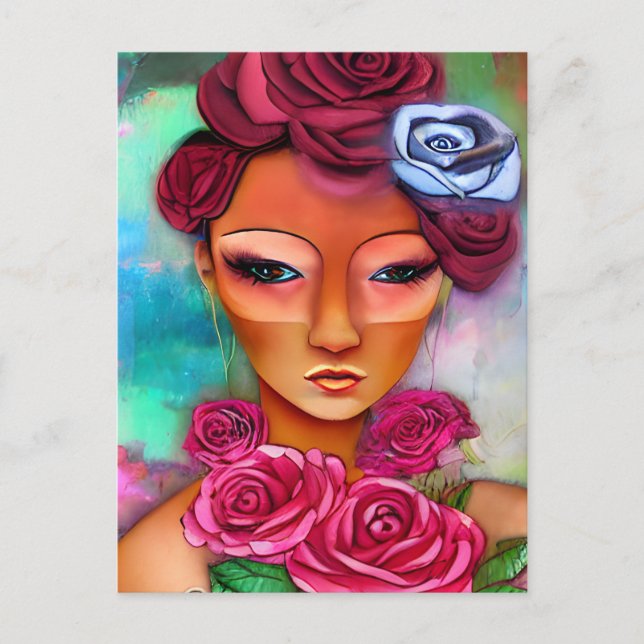 Kvinnor med Ro blandad mediesamling Vykort (Framsida)