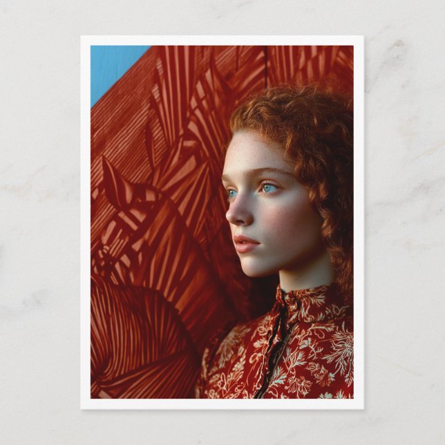 Kvinnor med rött hår genom målning av röda hästar vykort (Framsida)