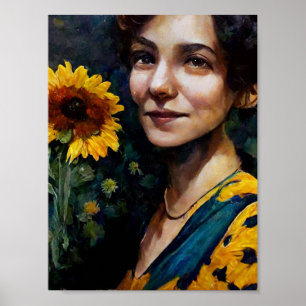 Kvinnor med solros poster