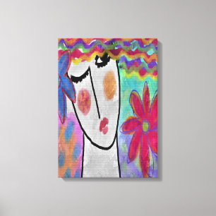 Kvinnor med sommarblommor Abstrakt Digital Art Canvastryck