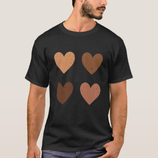 Kvinnor Melanin Hearts Black History Månad Valenti T Shirt