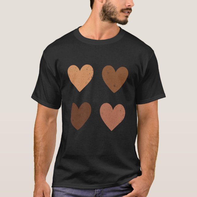 Kvinnor Melanin Hearts Black History Månad Valenti T Shirt (Framsida)