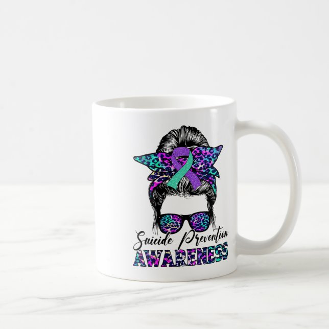 Kvinnor Messy Bun Suicide Prevention Awareness Sui Kaffemugg (Höger)