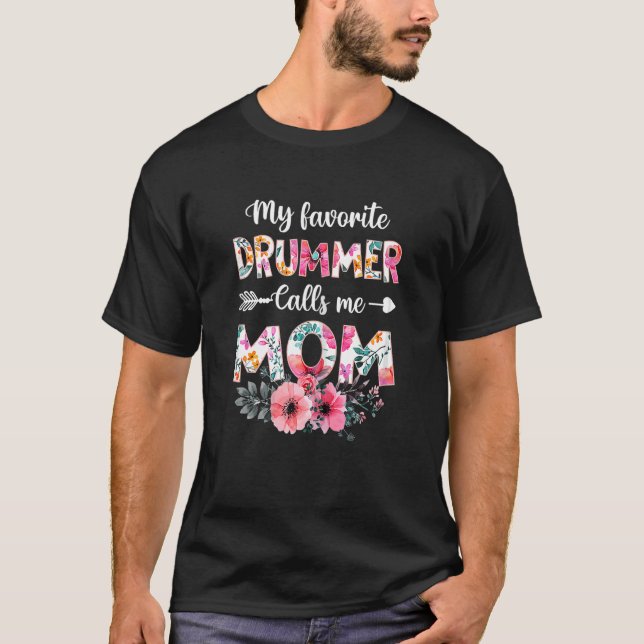 Kvinnor min favoritrummer kallar mig Mamma Basebal T Shirt (Framsida)