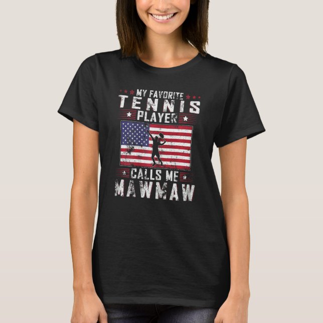 Kvinnor Min favorittennis Player ringer mig Mawmaw T Shirt (Framsida)