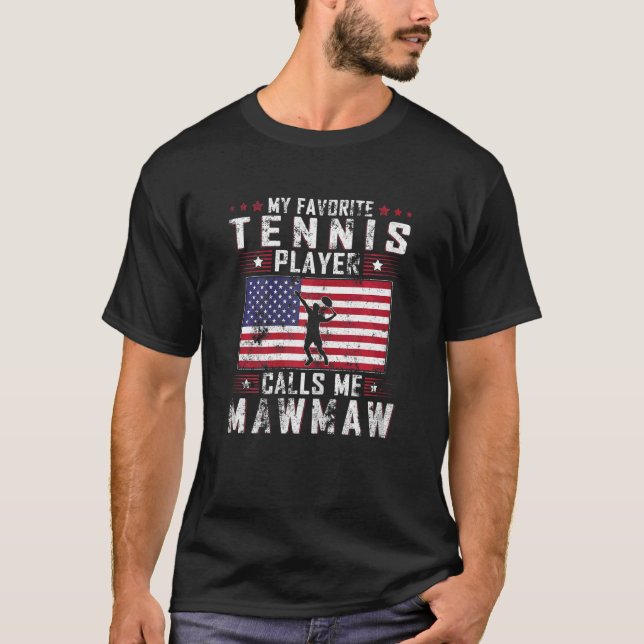 Kvinnor Min favorittennis Player ringer mig Mawmaw T Shirt (Framsida)