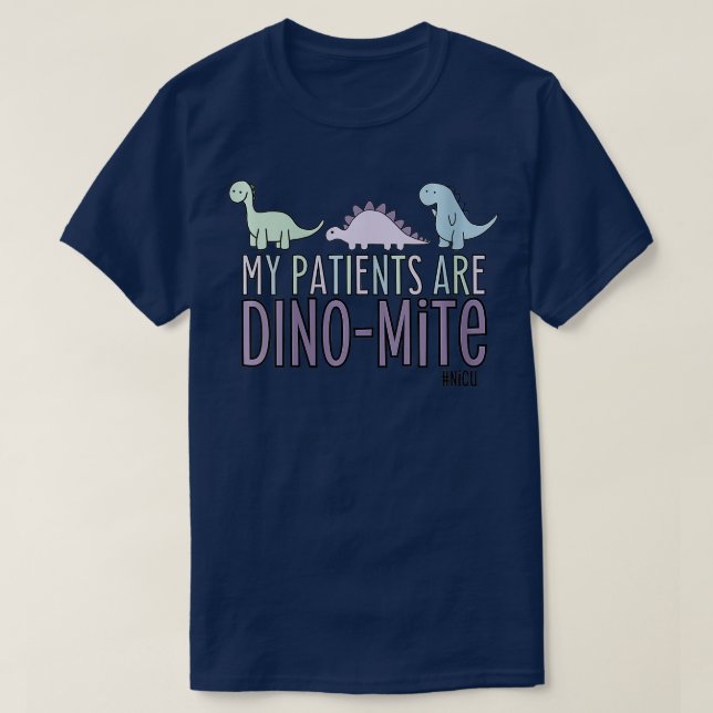Kvinnor Mina patienter är Dinomite NICU VNeck T Shirt (Design framsida)