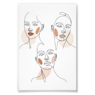 Kvinnor Minimalistisk Linjekonst Ansikten Fototryck