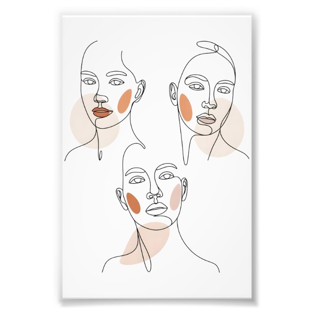 Kvinnor Minimalistisk Linjekonst Ansikten Fototryck (Framsidan)