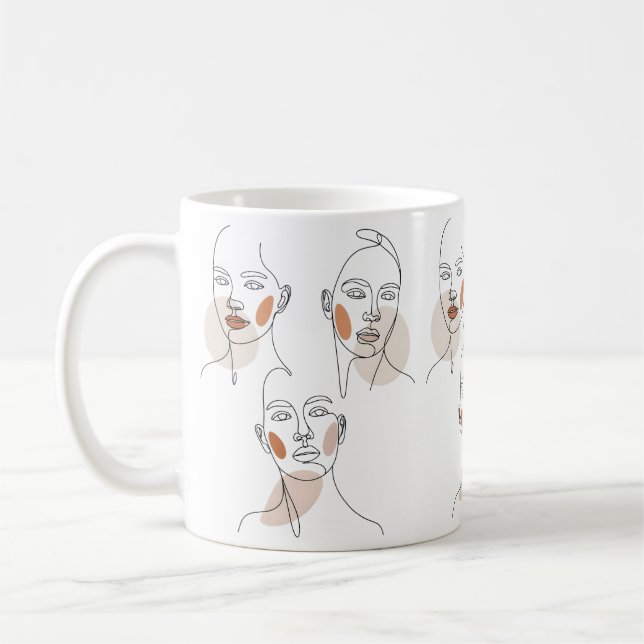 Kvinnor Minimalistisk Linjekonst Ansikten Kaffemugg (Vänster)