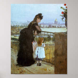 Kvinnor och barn på Balkony (Morisot 1872) Poster