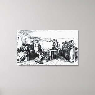 Kvinnor och barn Skapar skor Canvastryck