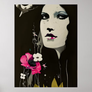 Kvinnor och blommor poster