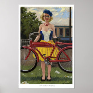 Kvinnor och cykel (efter de Kooning) Poster