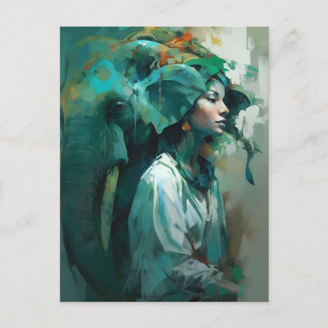 Kvinnor och elefant vykort (Framsida)