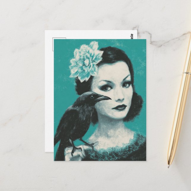 Kvinnor och fåglar vykort (Fram/Back In Situ)