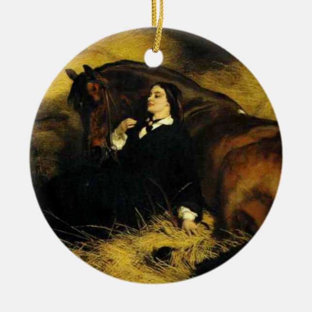 Kvinnor och häst julgransprydnad keramik (Framsidan)