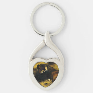 Kvinnor och häst twisted heart silverfärgad nyckelring