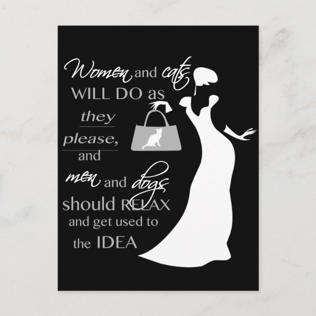 Kvinnor och katt citat vykort (Framsida)