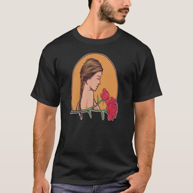 Kvinnor och Ro Flower T-Shirt (Framsida)