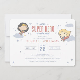 kvinnor och superflicka Toppen Hero Baby Shower Inbjudningar