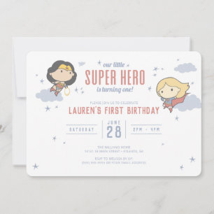 kvinnor och superflicka Toppen Hero Birthday Inbjudningar