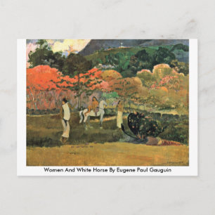 Kvinnor och vita hästar av Eugene Paul Gauguin Vykort