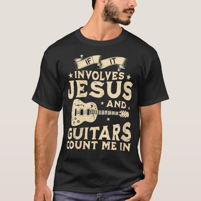 Kvinnor om det involverar Jesus och gitarrer Retro T Shirt (Framsida)