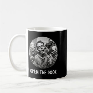 Kvinnor Öppna Dörren Zombiehundar Rolig Halloween Kaffemugg