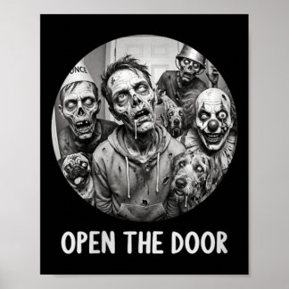 Kvinnor Öppna Dörren Zombiehundar Rolig Halloween Poster