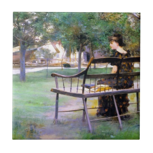 Kvinnor på en bench (av Edwin Austin Abbey) Kakelplatta (Framsidan)