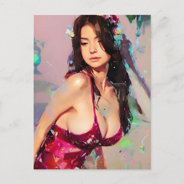 Kvinnor på Klubben Färgfläckkort för målning Vykort (Framsida)