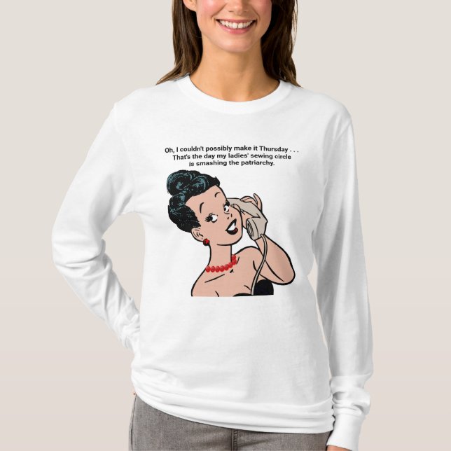 Kvinnor på telefonen Sash i patriarkin T Shirt (Framsida)