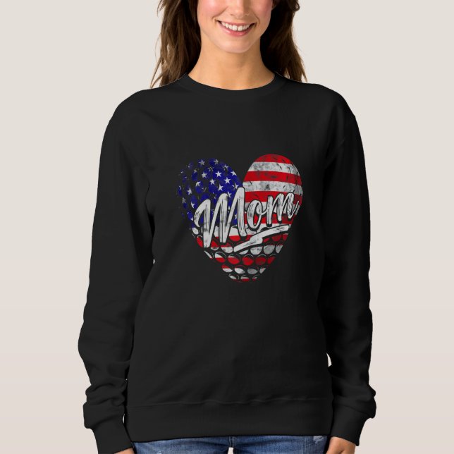 Kvinnor Patriotic American Flagga Heart Golf Mamma T Shirt (Framsida)